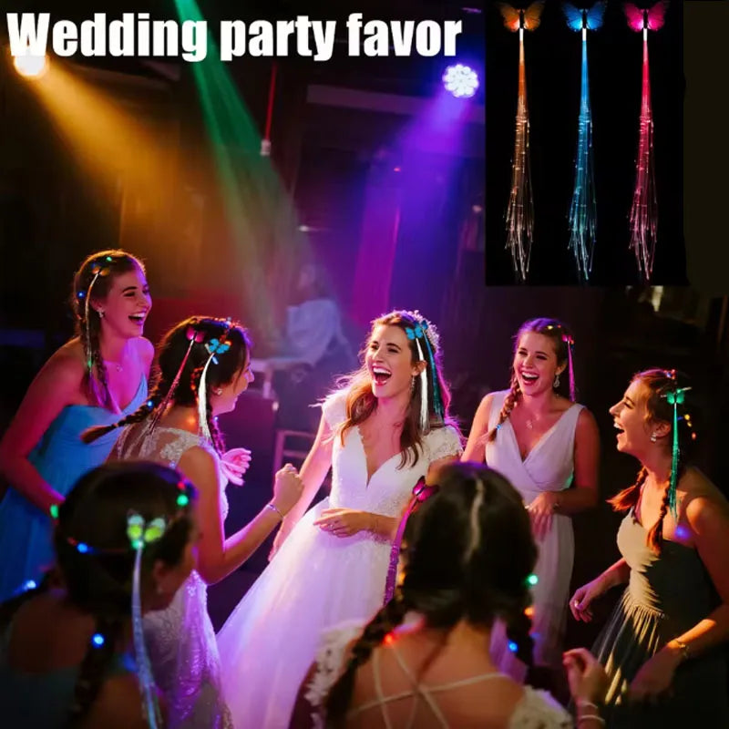 10pcs Butterfly Light up Hair Clip colorful Glowing Hair Braid Night Club wedding party luminous accessories for Girl and Women